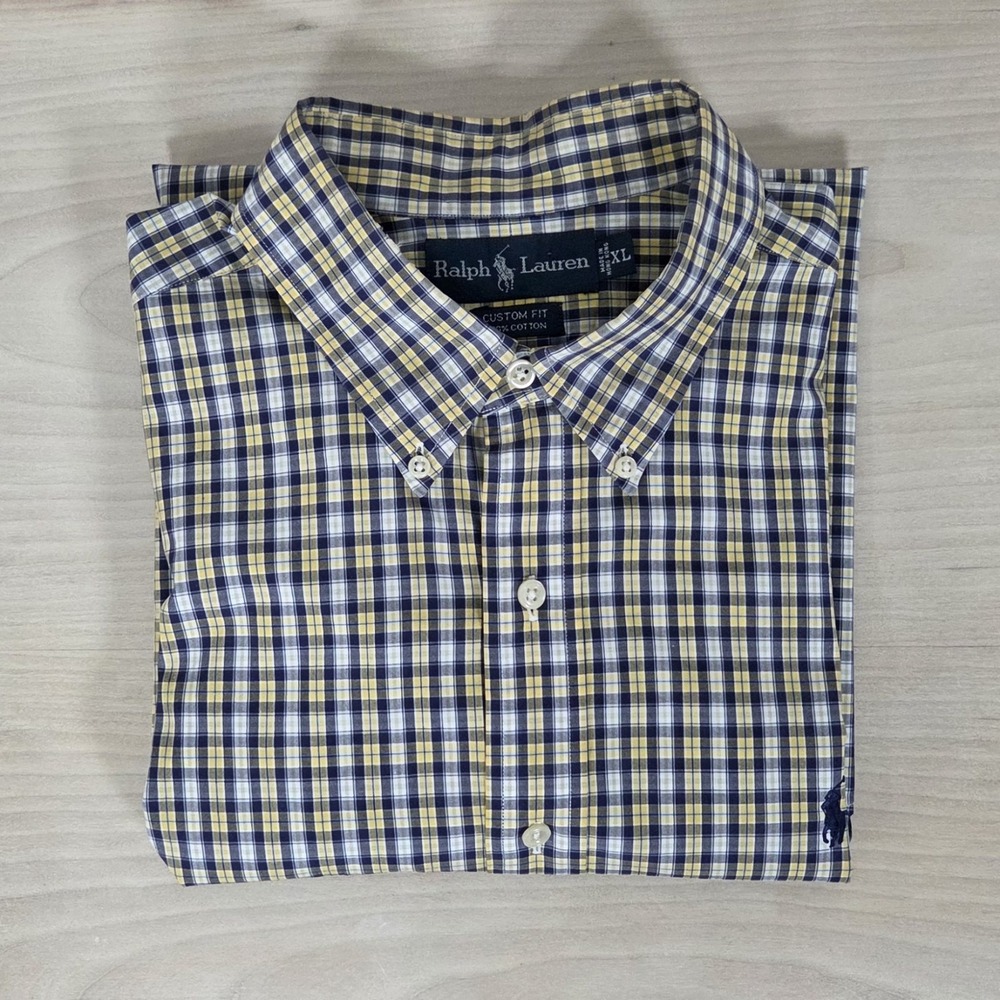 Vtg 90s Polo Ralph Lauren Tattersall Plaid Button Down Shirt Men's XL Custom Fit